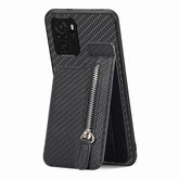 Carbon Fiber Vertical Flip Zipper Phone Case